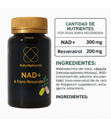 NAD+ y Trans-Resveratrol | Suplemento Antiedad y Energía Celular